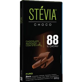 Chocolate Stévia 88% Cacau Genevy - 80gr