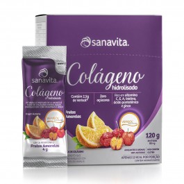 Colágeno Hidrolisado Frutas Amarelas Sanavita - 30 Saches