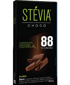 Chocolate Stévia 88% Cacau Genevy - 80gr