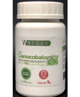 Vitamina B12 Cianocobalamina 2,4mcg WVegan - 30 Cp 