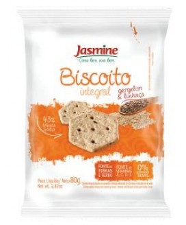 Biscoito Integral de Gergelim e Linhaça Jasmine 80gr