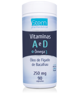 Vitaminas A e D + Ômega 3 Óleo Figado de Bacalhau Stem Novalatina - 90cp