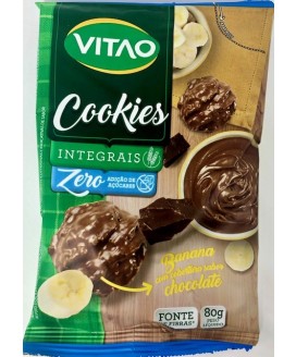 Cookies Integral Zero Adição de Açúcares com Cobertura de Chocolate Escuro Vitao - 150g